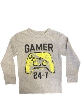 Children’s Place Long Sleeve Waffle Knit Boys Medium (7/8) Gamer 24-7 Gray